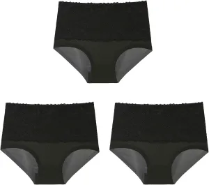 Women'S Underwear Pack Seamless High Waist Widening Panties Lace Edge Solid Color Breathable Briefs Panties, M-6Xl