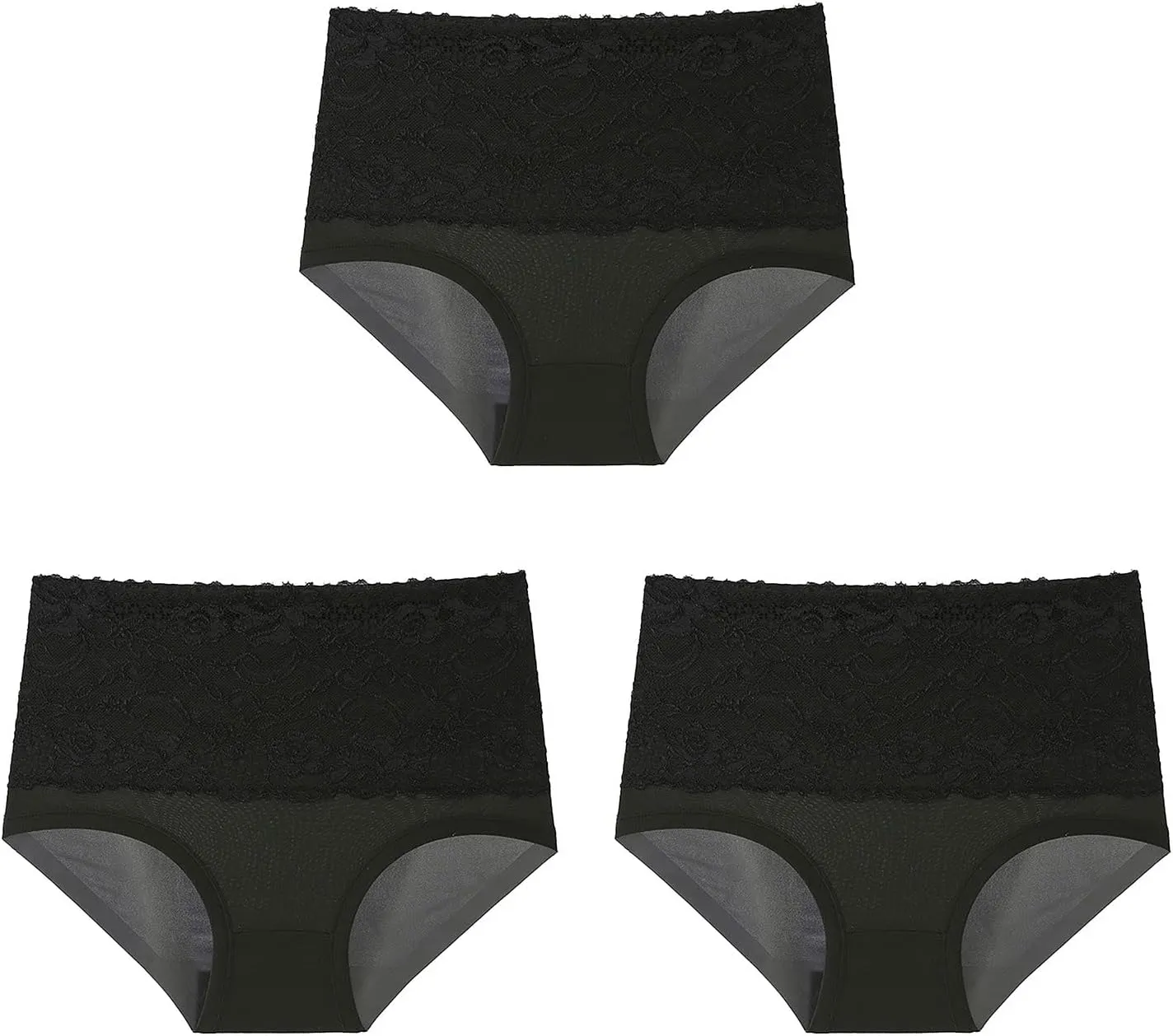 Women'S Underwear Pack Seamless High Waist Widening Panties Lace Edge Solid Color Breathable Briefs Panties, M-6Xl