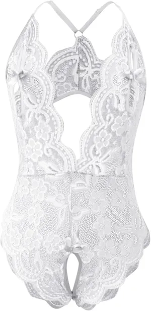 Women's V-Neck Lace Lingerie Set,Backless Conjoined Bodysuit,Sexy Underwear for Special Occasions