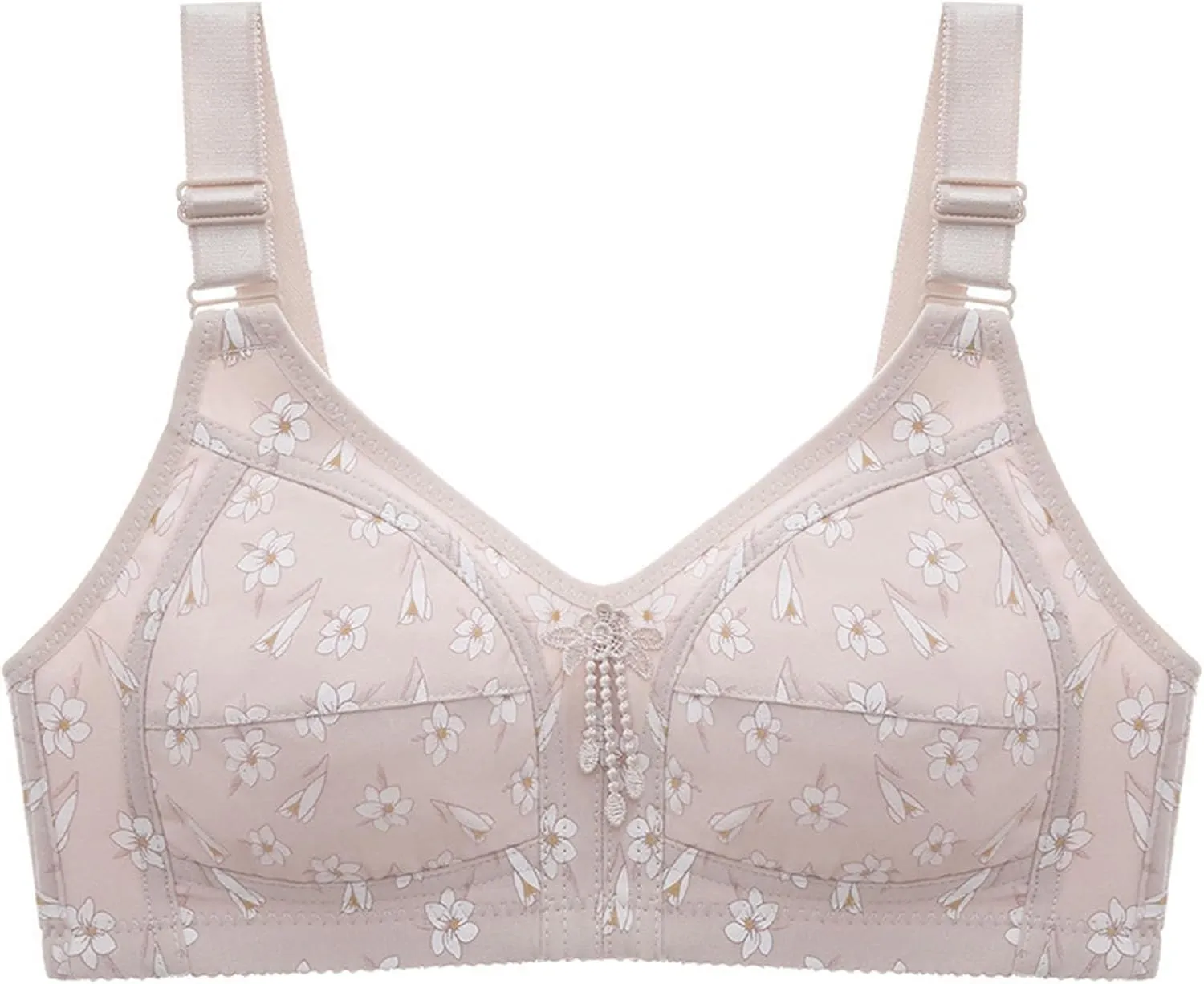 Womens Wireless Padded Bras Floral Printed Underwear Adjustable Strap Bralette No Underwire Daily Casual Lingeries