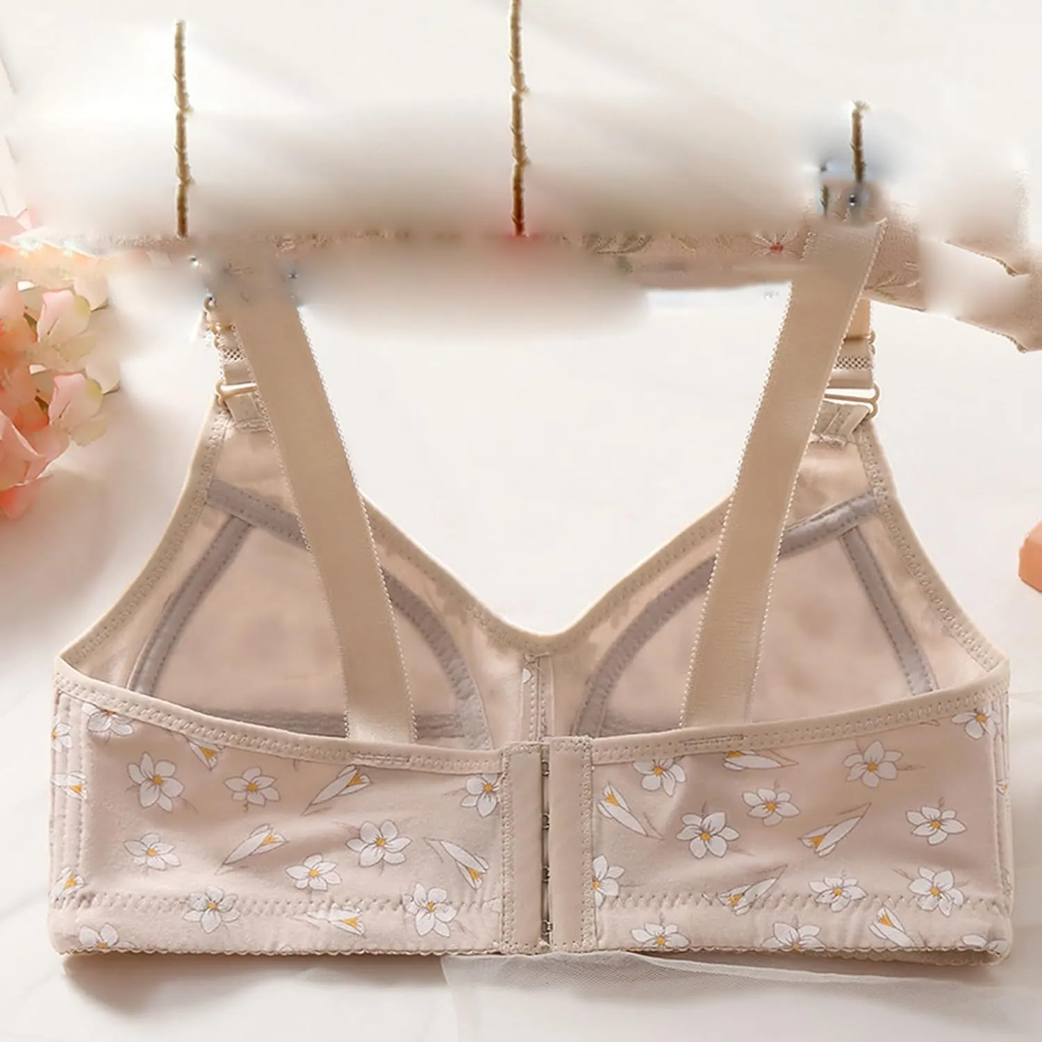 Womens Wireless Padded Bras Floral Printed Underwear Adjustable Strap Bralette No Underwire Daily Casual Lingeries