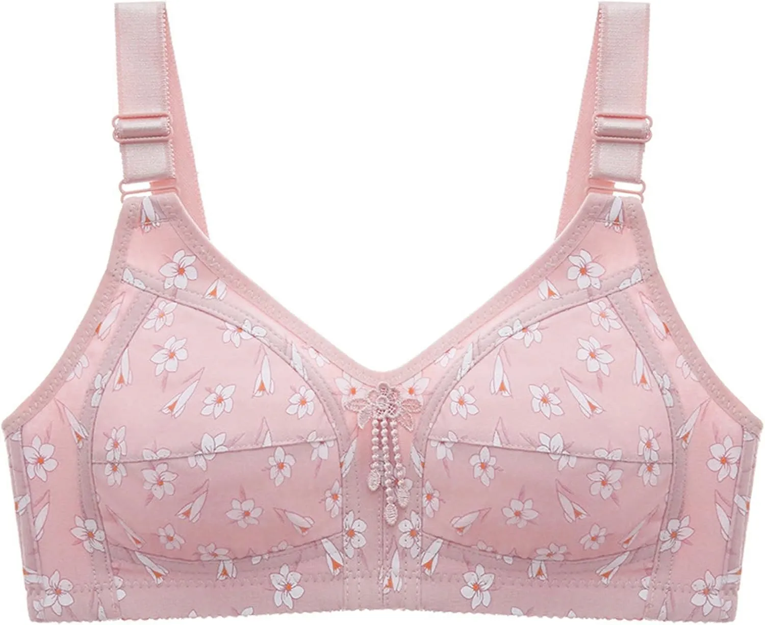 Womens Wireless Padded Bras Floral Printed Underwear Adjustable Strap Bralette No Underwire Daily Casual Lingeries