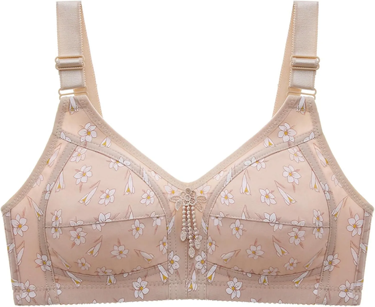 Womens Wireless Padded Bras Floral Printed Underwear Adjustable Strap Bralette No Underwire Daily Casual Lingeries
