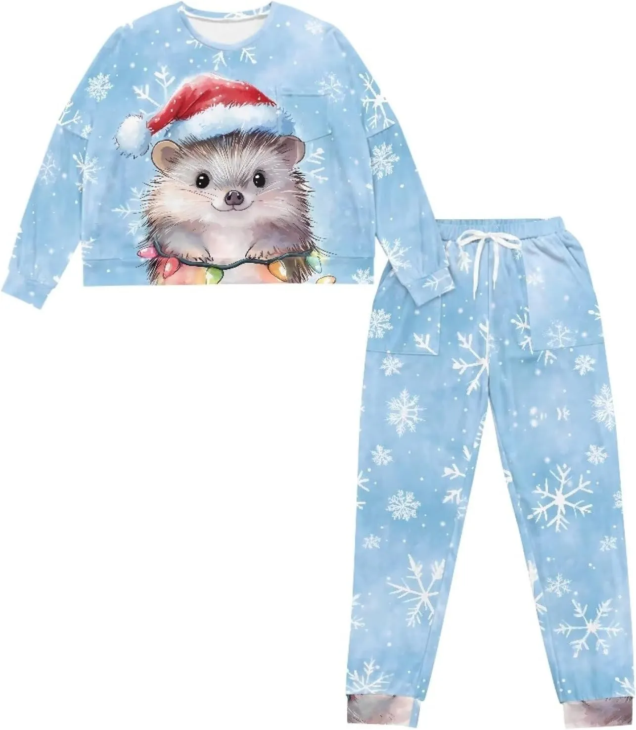 Womens Xmas Pajamas Daily Wear 2 Piece Lounge Set Women Fuzzy