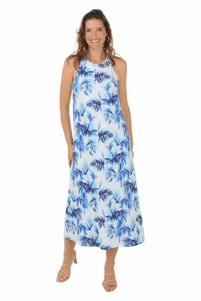 Feather Trees UPF50 Halter Neck Sleeveless Maxi Dress Resort Vibes All-day Comfort