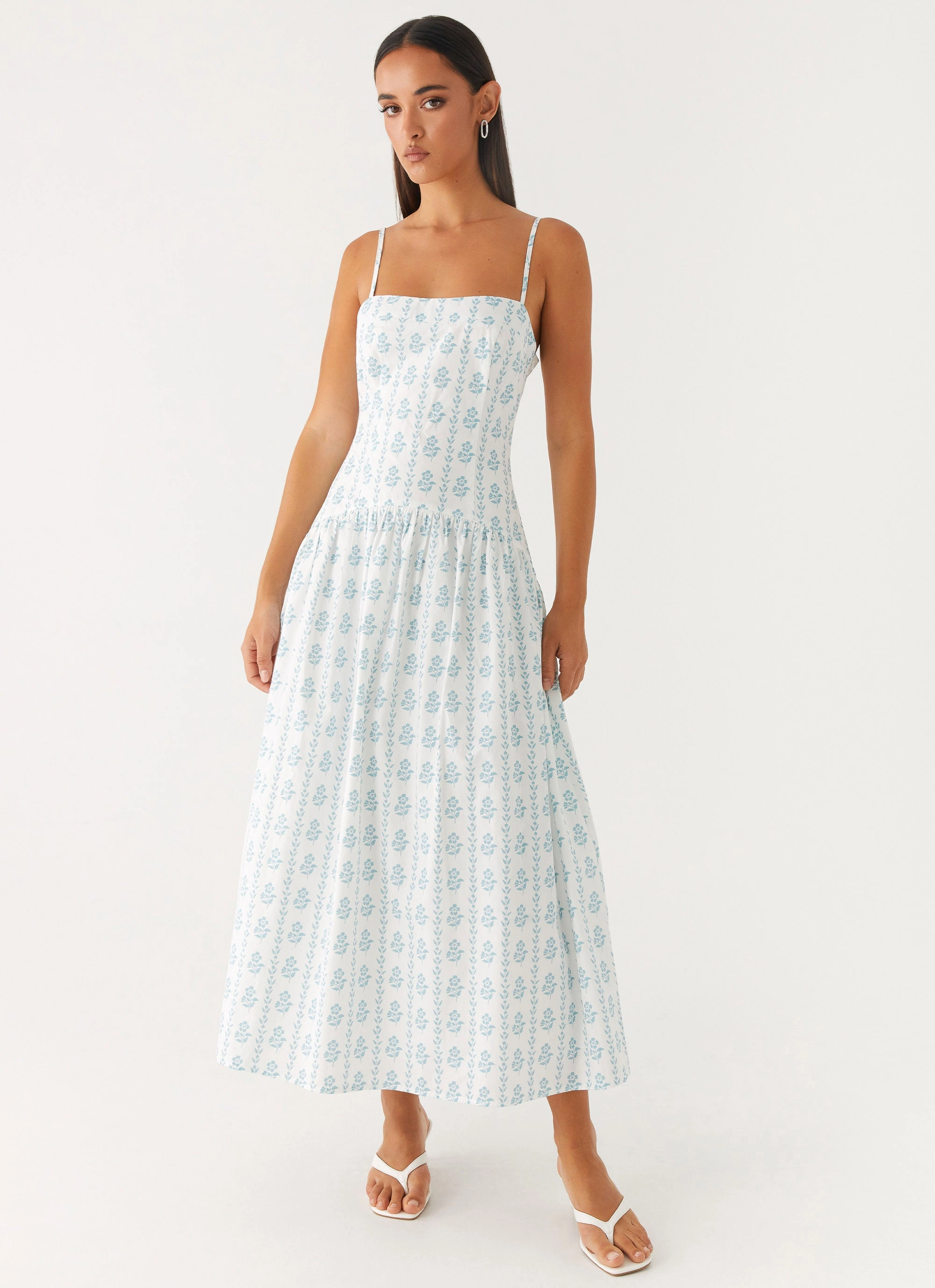 Feminine Cut Calm Touch Amelie Midi Dress - Sweet Daydream Print