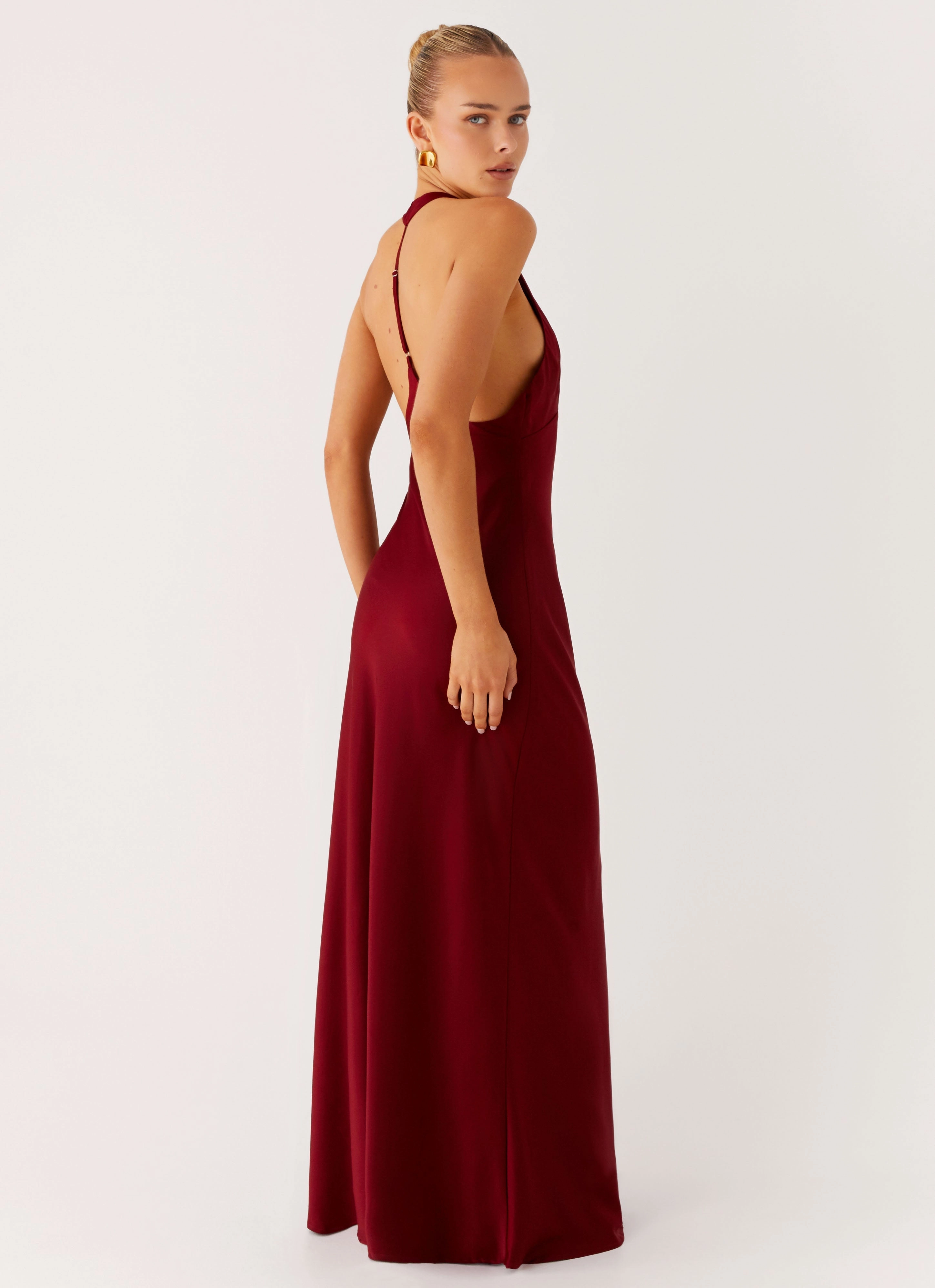 Angie Maxi Dress - Burgundy Flattering Style