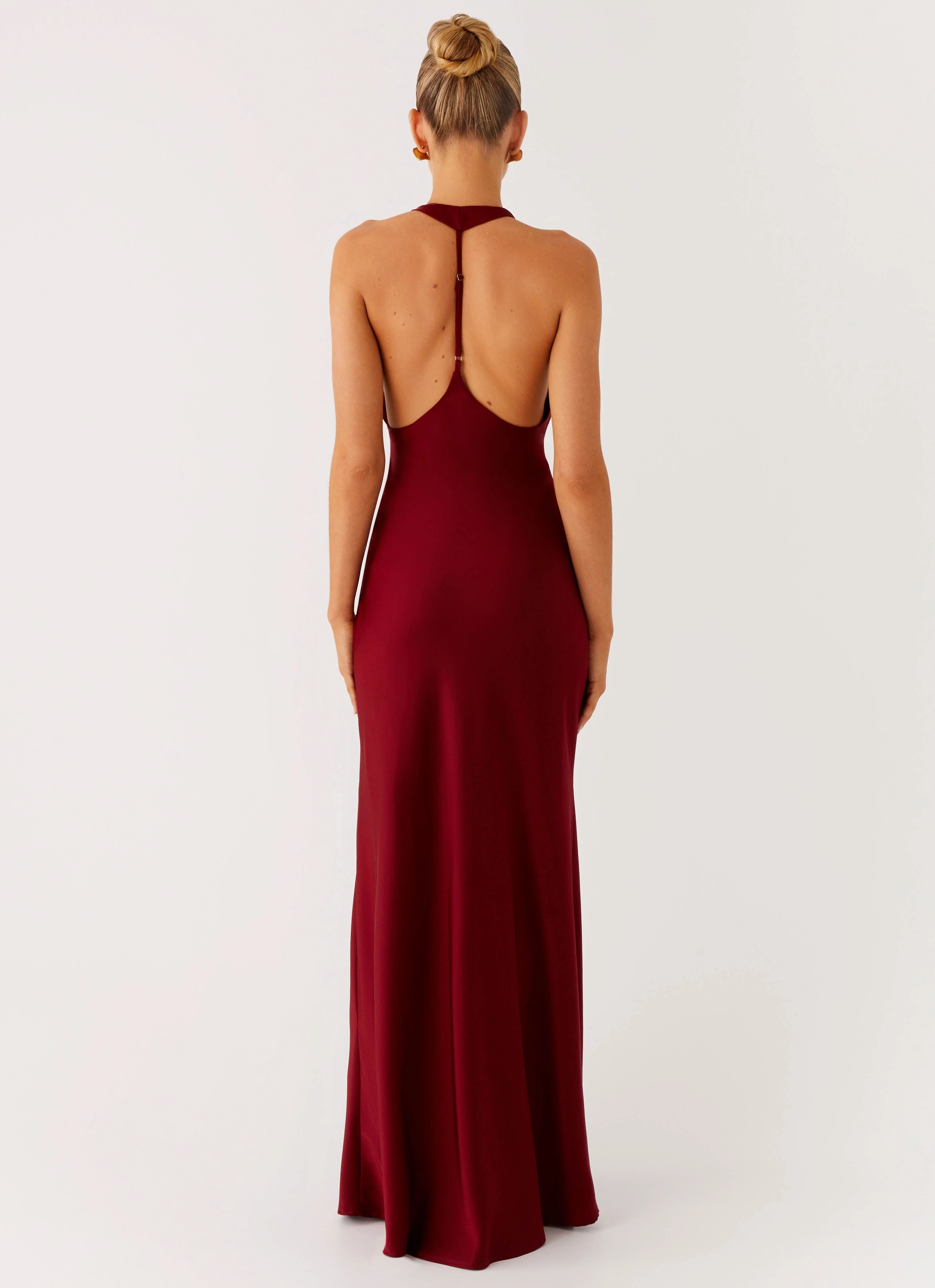 Elegant Waist Design Angie Maxi Dress - Burgundy