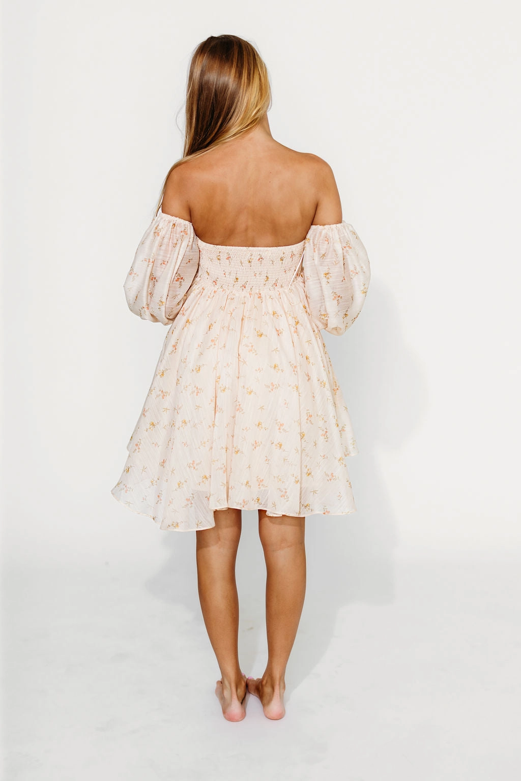 Kennedy Floral Mini Dress in Cream- Bump Friendly *Final-Sale* countryside Smooth Surface