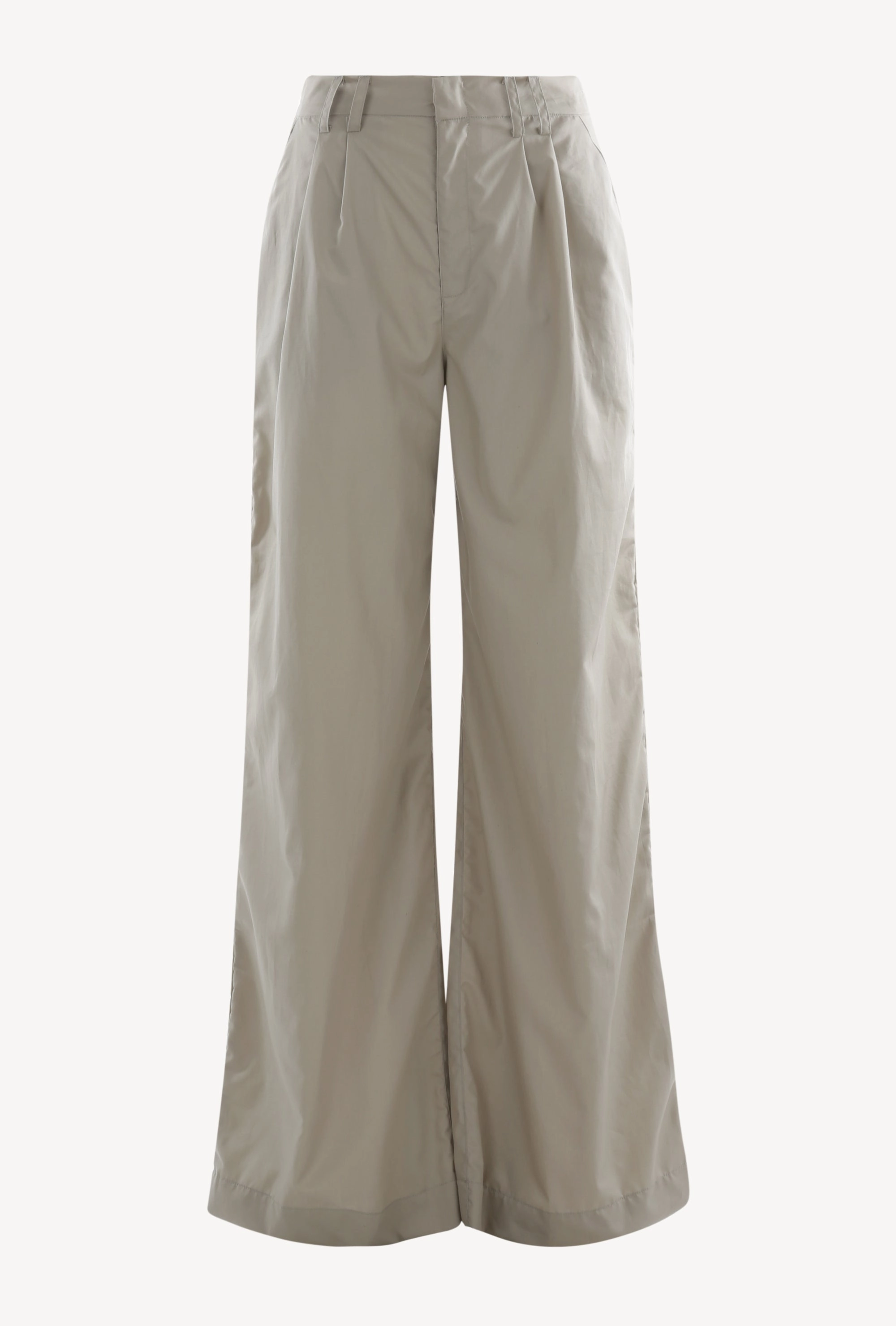 sporty wear AdjustableTabs Beige Cotton Poplin Pleated Trousers