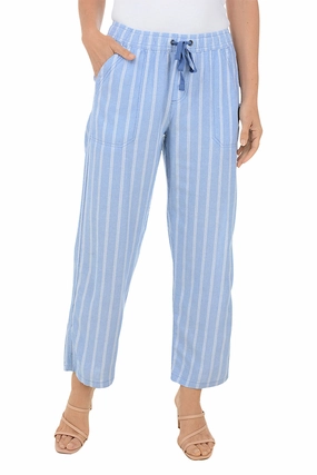 Chambray Triple Striped Linen Blend Pant Water Resistant