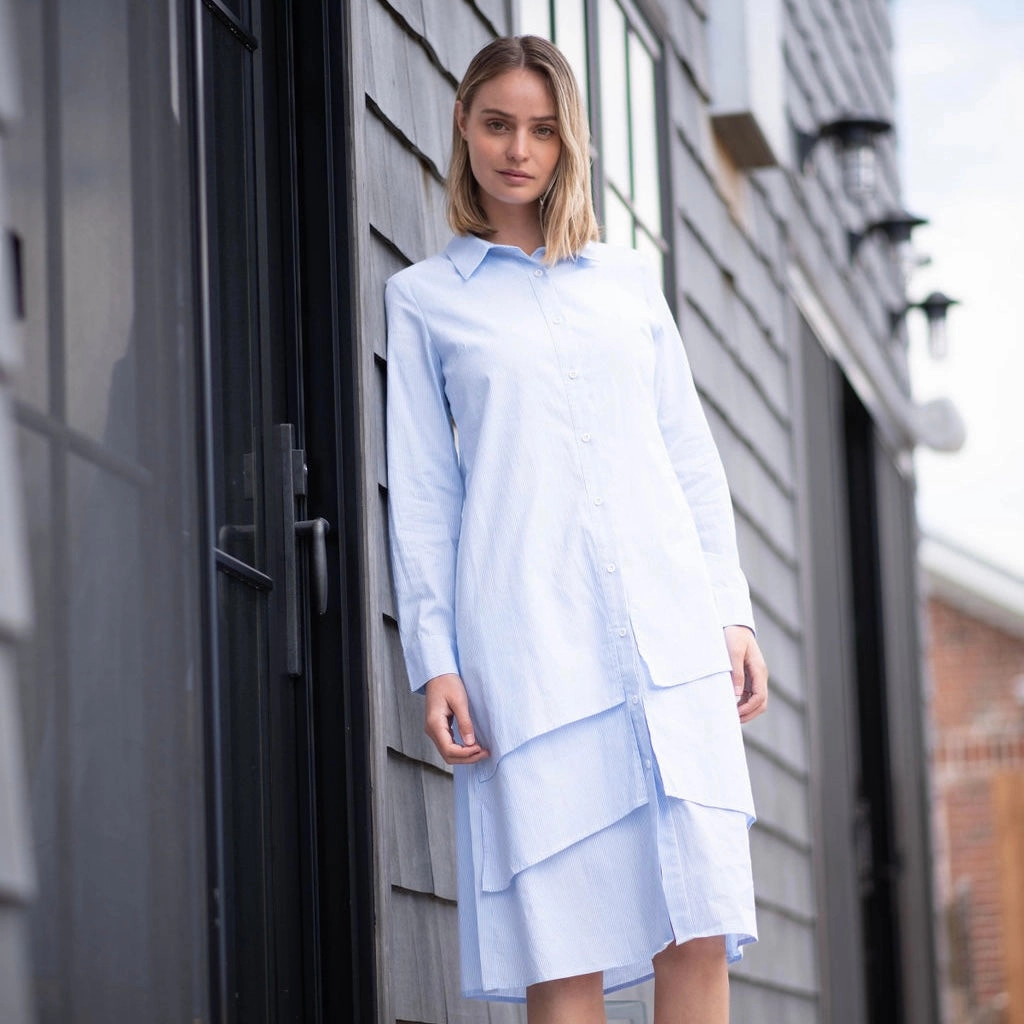 Tie-dye Ruffle shirt dress [Final Sale]