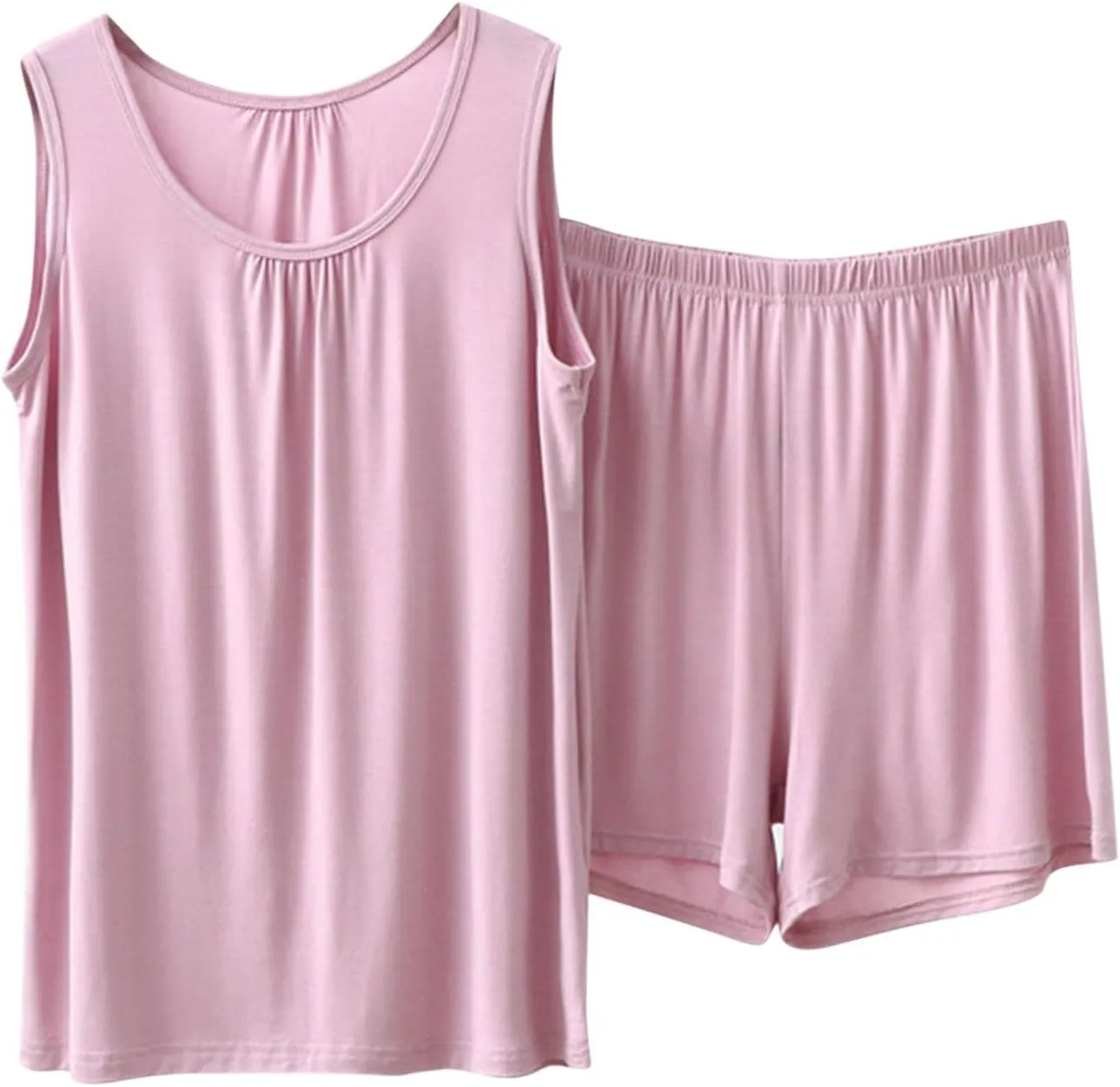Workout Lounge Sets for Women Breathable Loose Fit Tanks Top Sleeveless Gym Shirt and Shorts Comfy Modal Pajamas Sets