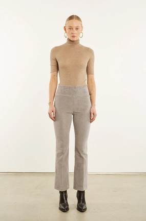 Modern Waist NonIrritatingSeams Grey Corduroy Ankle Flare Pants