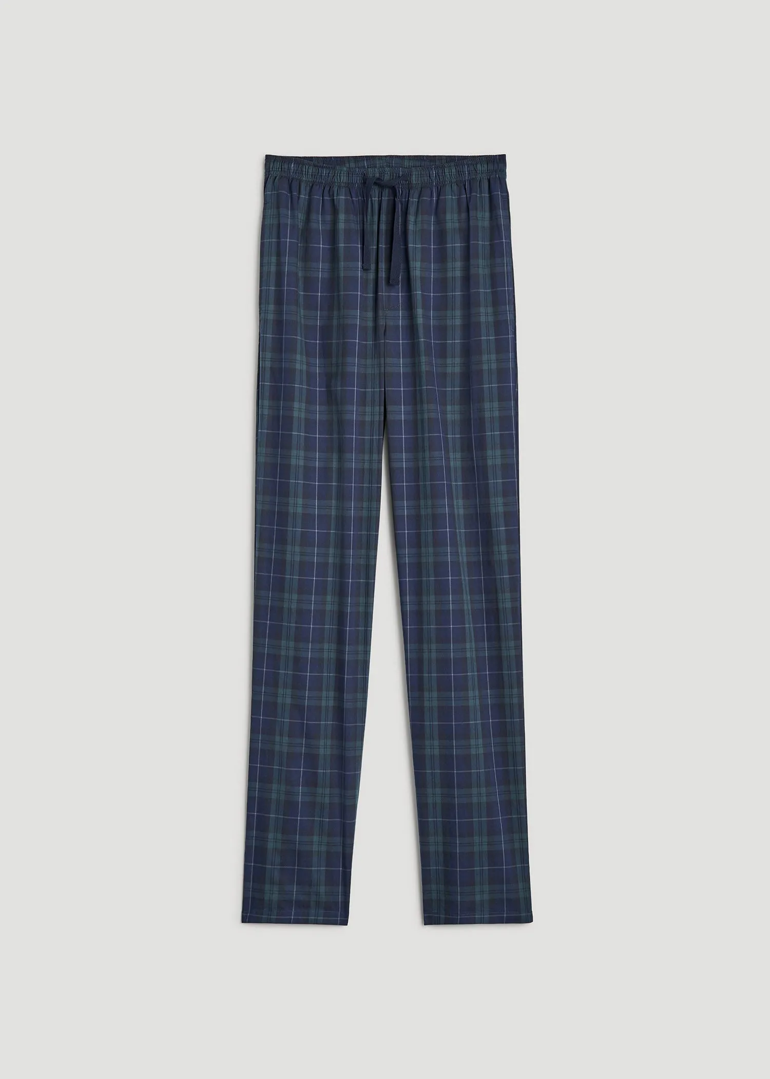 Woven Pajama Pants for Tall Men in Navy Tartan