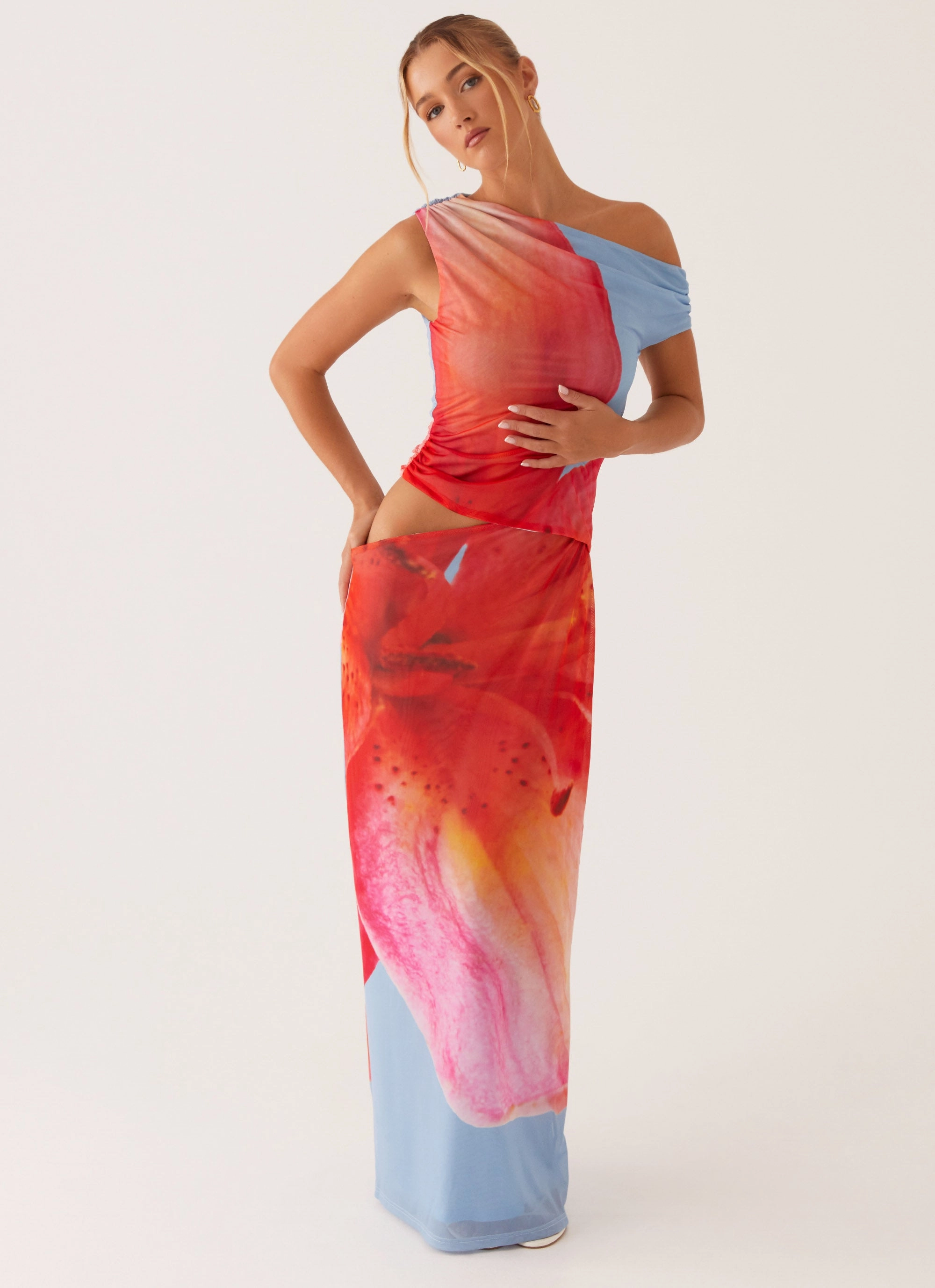 Convertible-Style Santa Monica Maxi Dress - Blue Floral