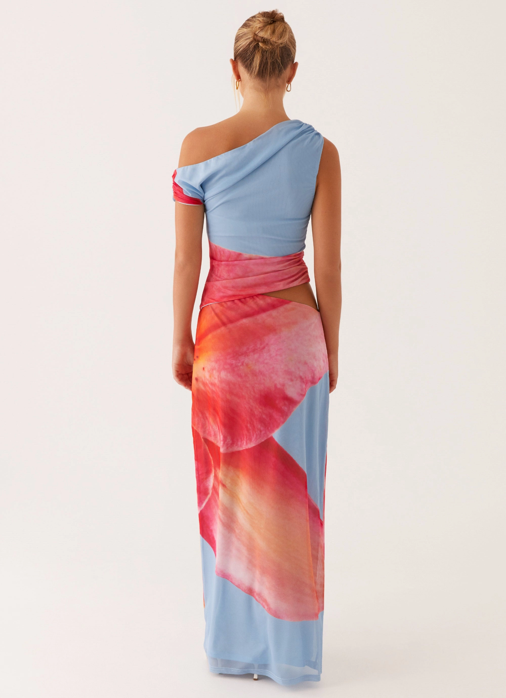 Santa Monica Maxi Dress - Blue Floral Modern Layering Soft Mesh