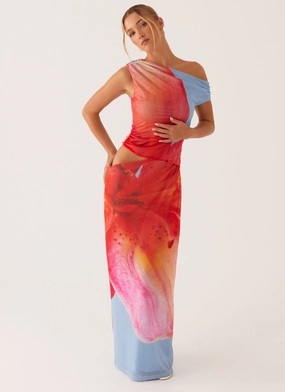 Convertible-Style Santa Monica Maxi Dress - Blue Floral