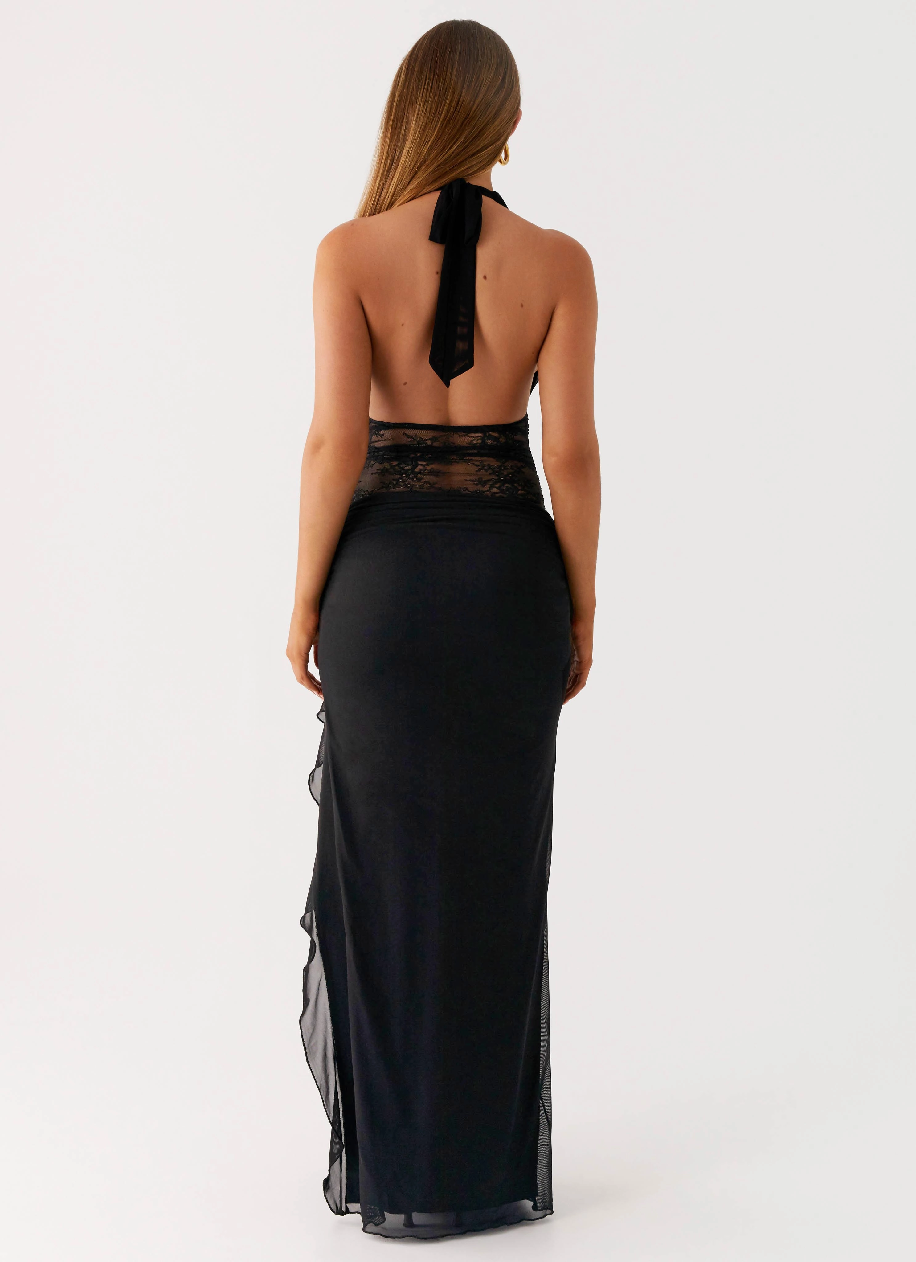Wrenna Halter Neck Maxi Dress - Black Walk Grace Night Appeal