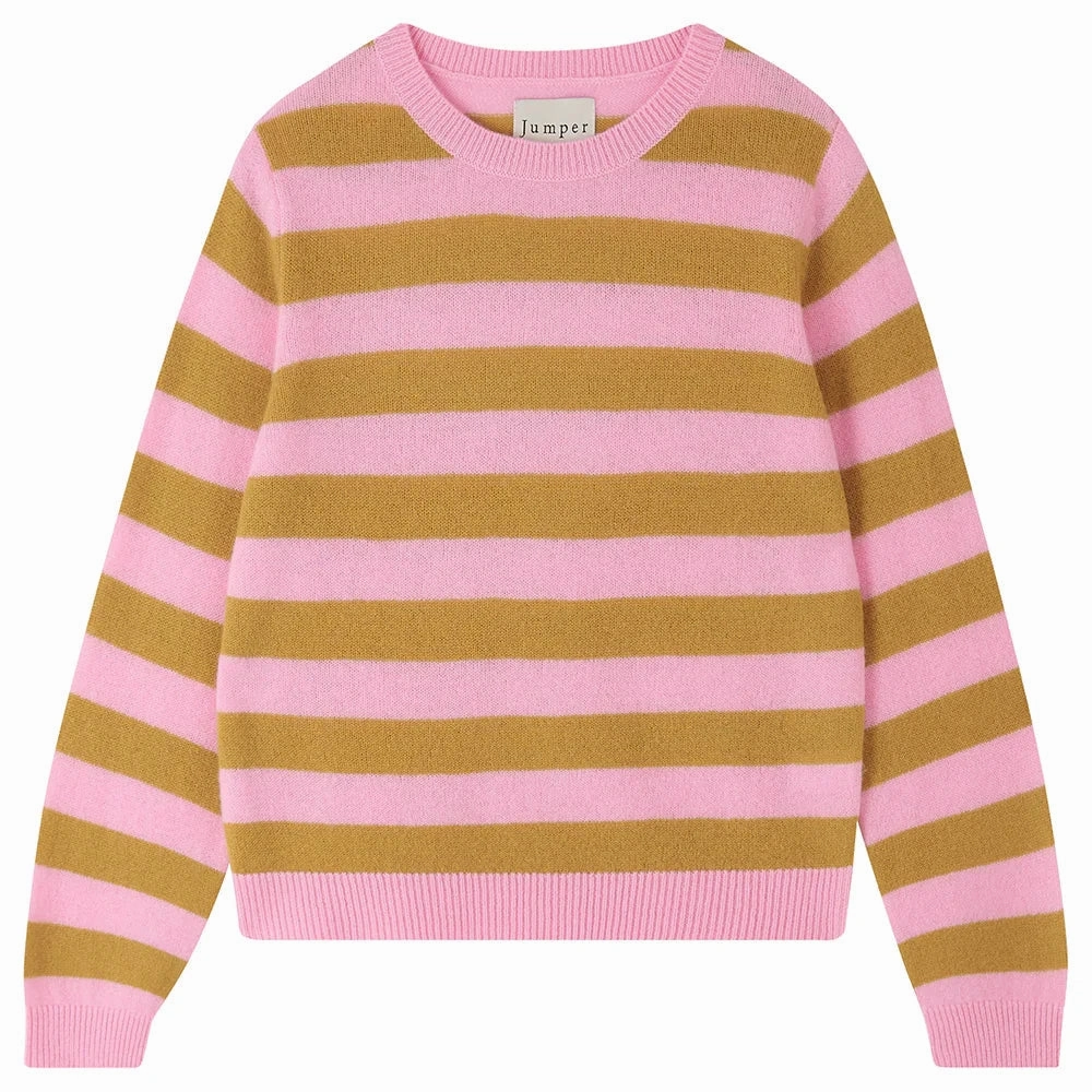 Stripe Crew Candy/Spicy Mustard Resilient Fabric Blend Textured Weave Pattern