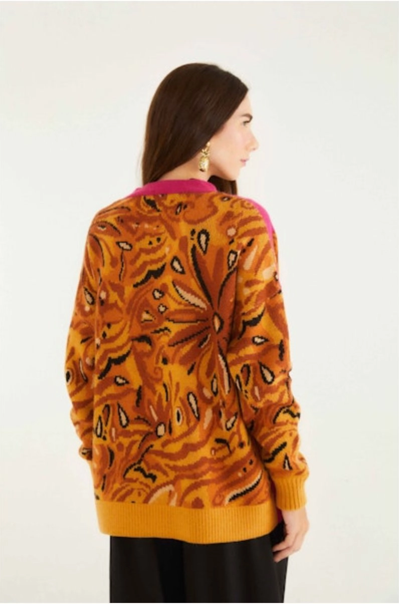 Bold Tiger Sleeve Knit Cardigan PortableOption PreShrunkFabric