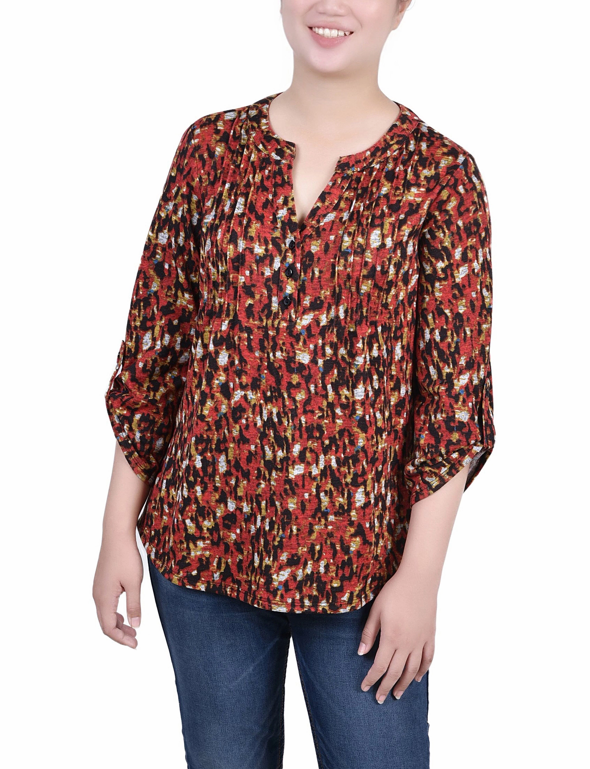 3/4 Roll Sleeve Top Full Coverage Fit Non Restrictive Cut