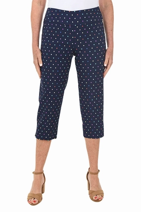 NonBindingWaistline Petite Navy Rainbow Dots Pull-On Crop Pant