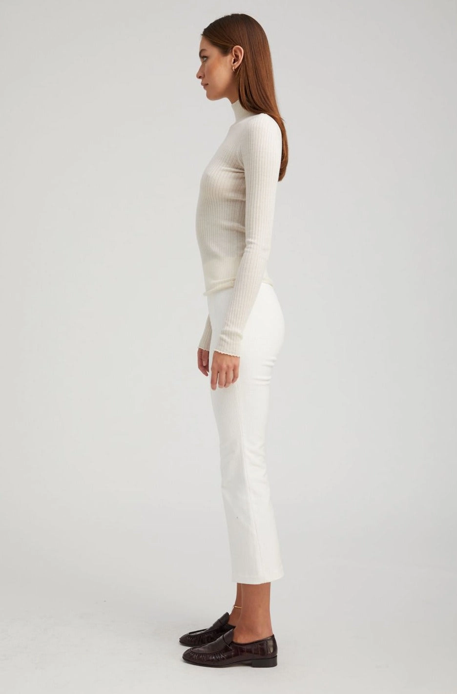 Lightweight Design Stay Cool White Corduroy Crop Flare Pants