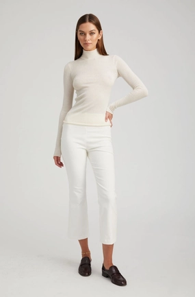 White Corduroy Crop Flare Pants Ultra Soft