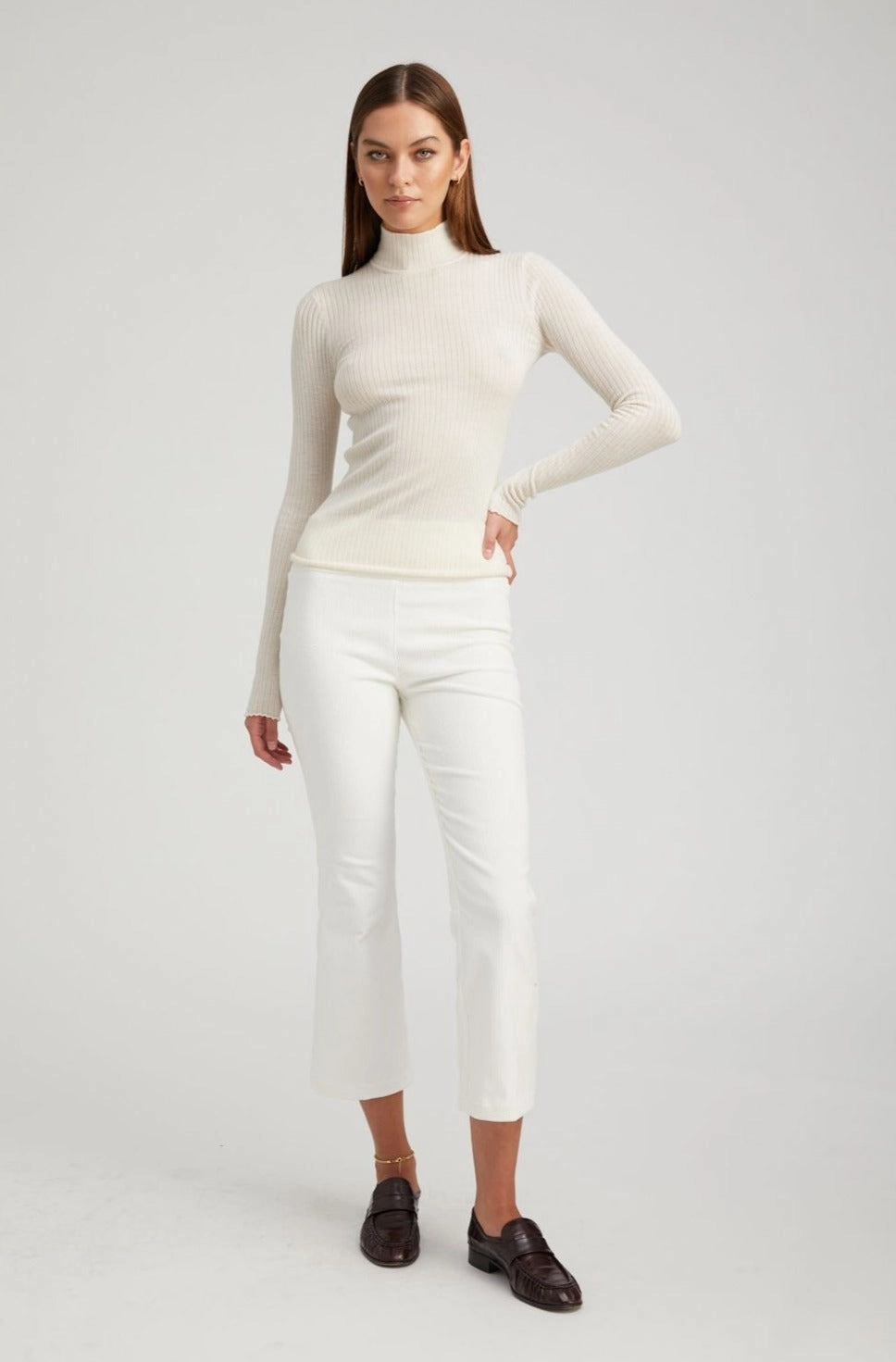 White Corduroy Crop Flare Pants Ultra Soft