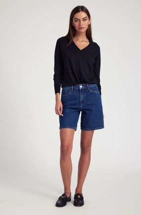 Cozy Fit Glow In The Dark Accent Trim Alicia A-Line Denim Shorts