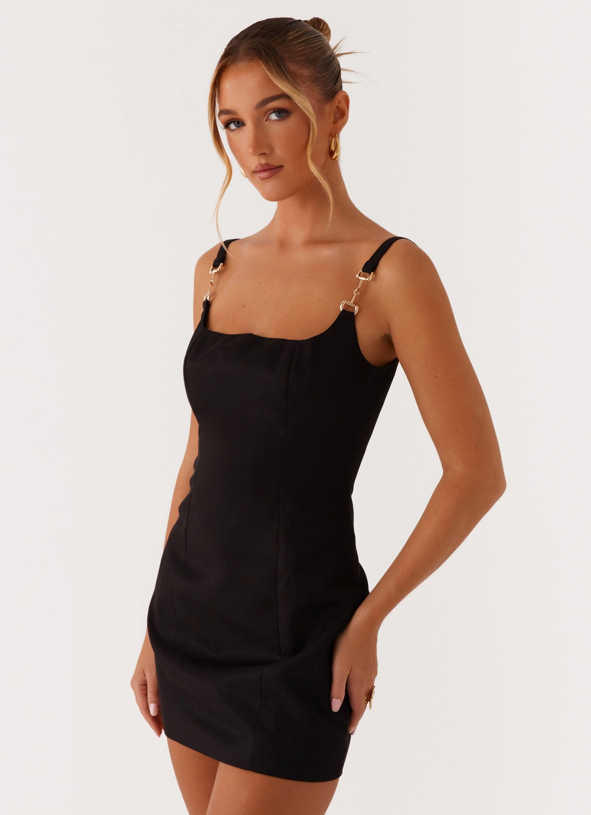 Aretha Mini Dress - Black Hook-And-Eye Breathable Style