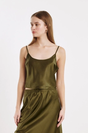 Moss Silk Cropped Scoop Neck Cami EcoCertified NonIrritating