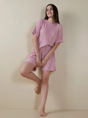 Wunderlove Pink Textured Ribbed Shorts