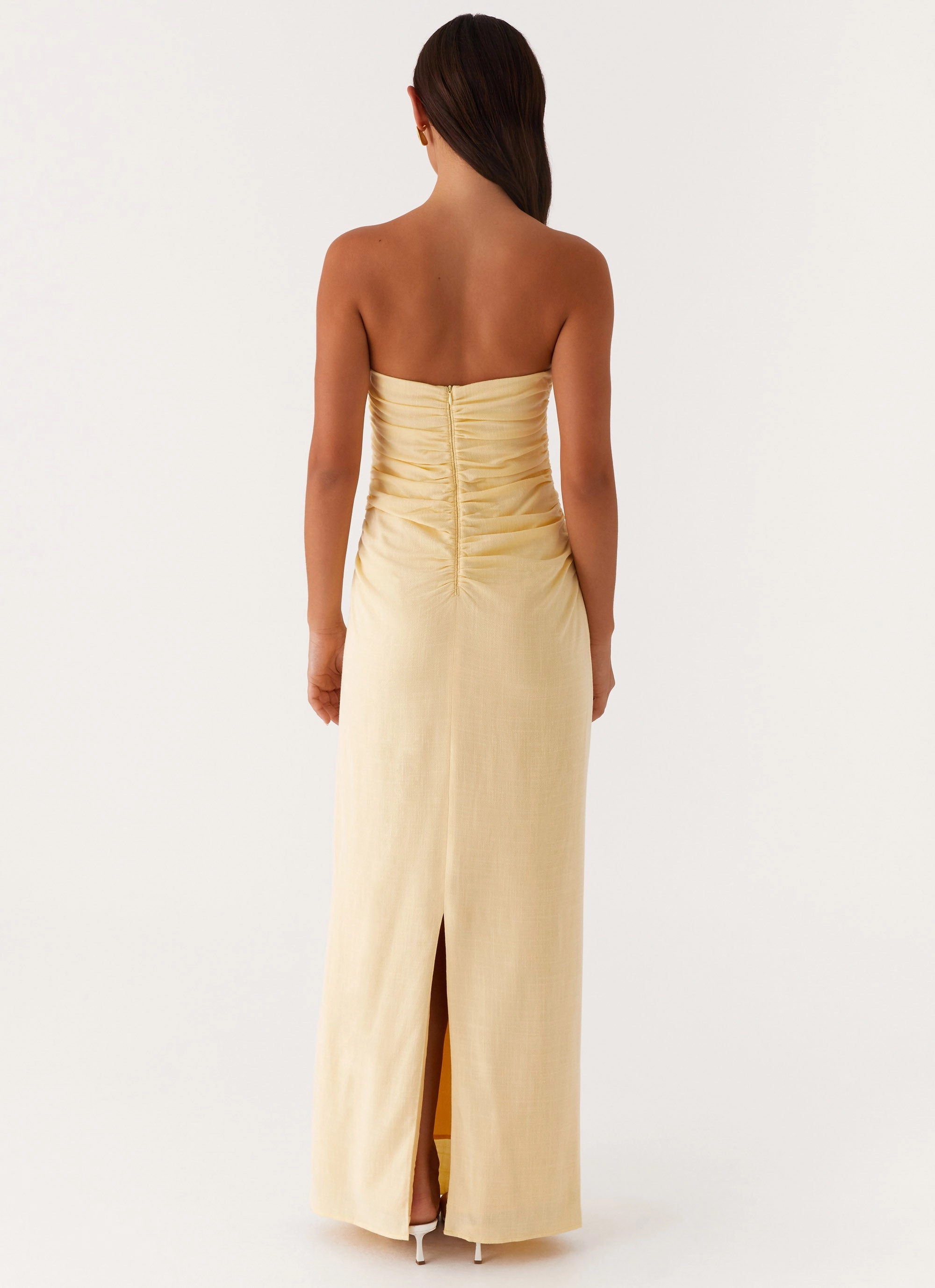 Xena Gathered Maxi Dress - Yellow Pure Look