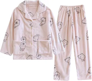 Xiaojmake Kawaii Pajamas For Women Two-Piece Set Cute Soft Sleep Pajamas Set Girl Casual Cartoon Pj Pants Sleepwear Home Wear