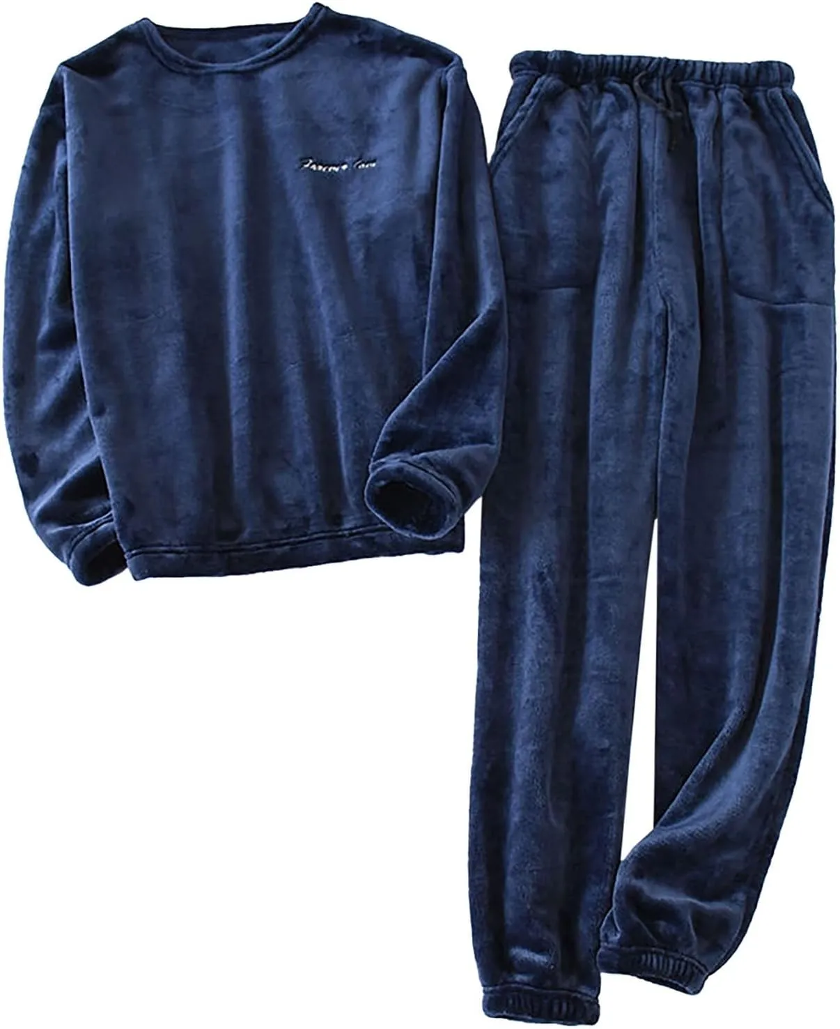 yardsong Womens 2 Piece Flannel Pajama Sets Soft Sleepwear Long Sleeve Round Neck Tops Drawstring Long Pants Loungewear