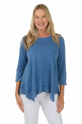 LayeredPanel Solid Mineral Wash Hanky Hem Top