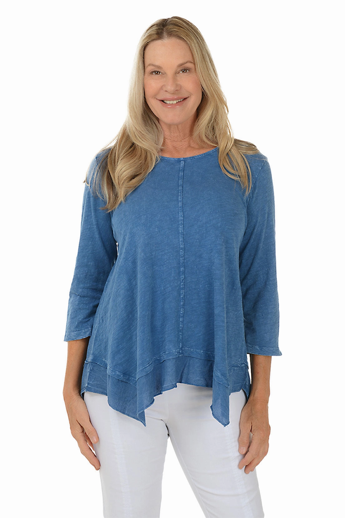 LayeredPanel Solid Mineral Wash Hanky Hem Top