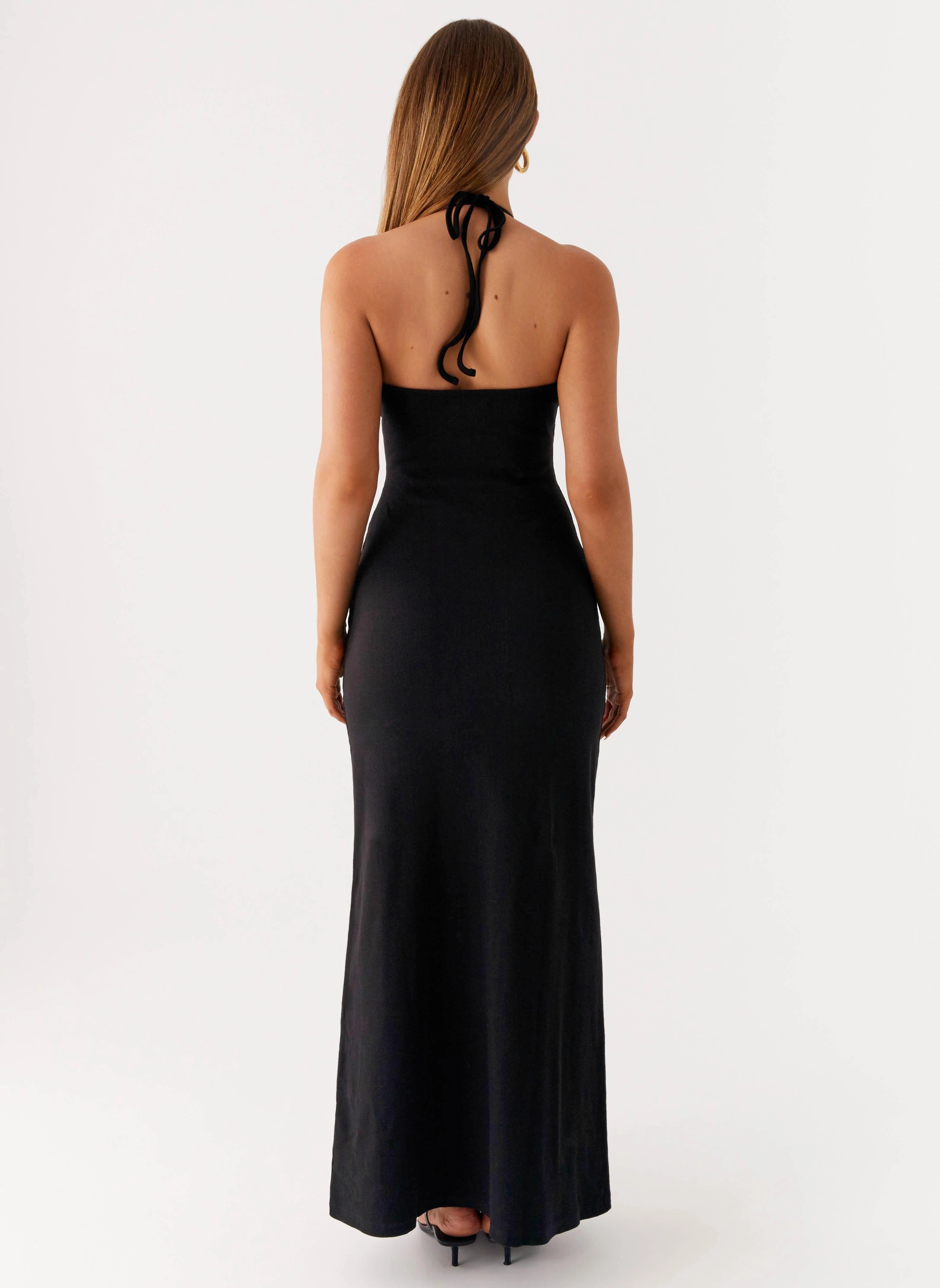 Yaselle Button Front Maxi Dress - Black Fitted Base