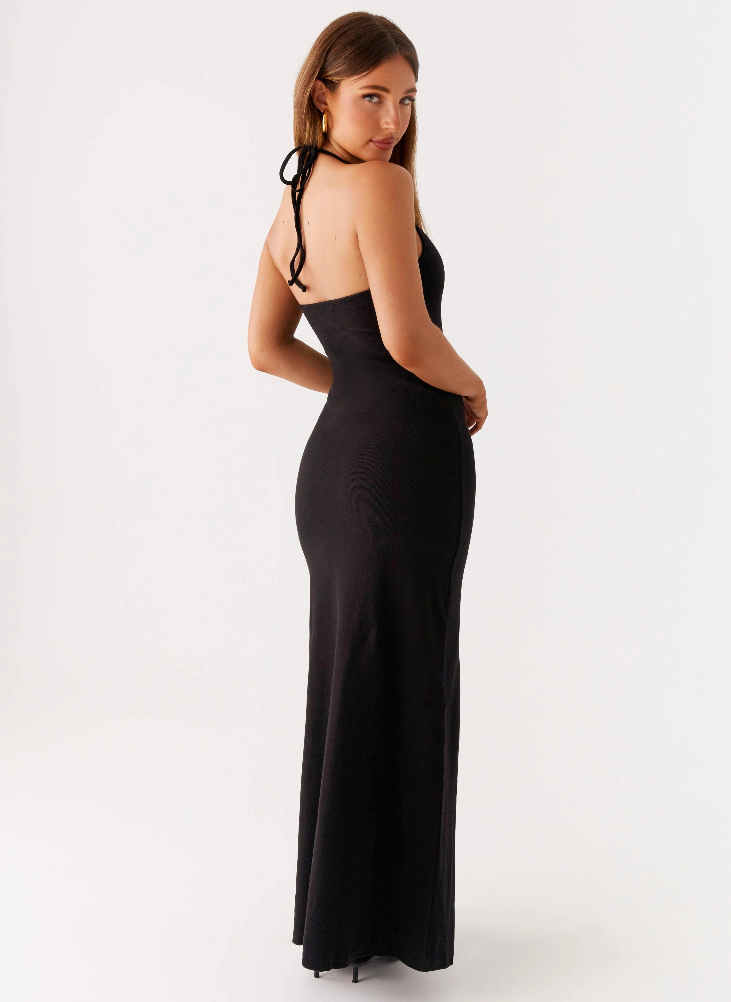 Elegant Line Office Glam Yaselle Button Front Maxi Dress - Black