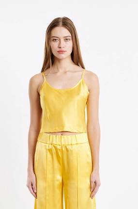 NonFadeFinish FourWayStretch Yellow Silk Cropped Cami