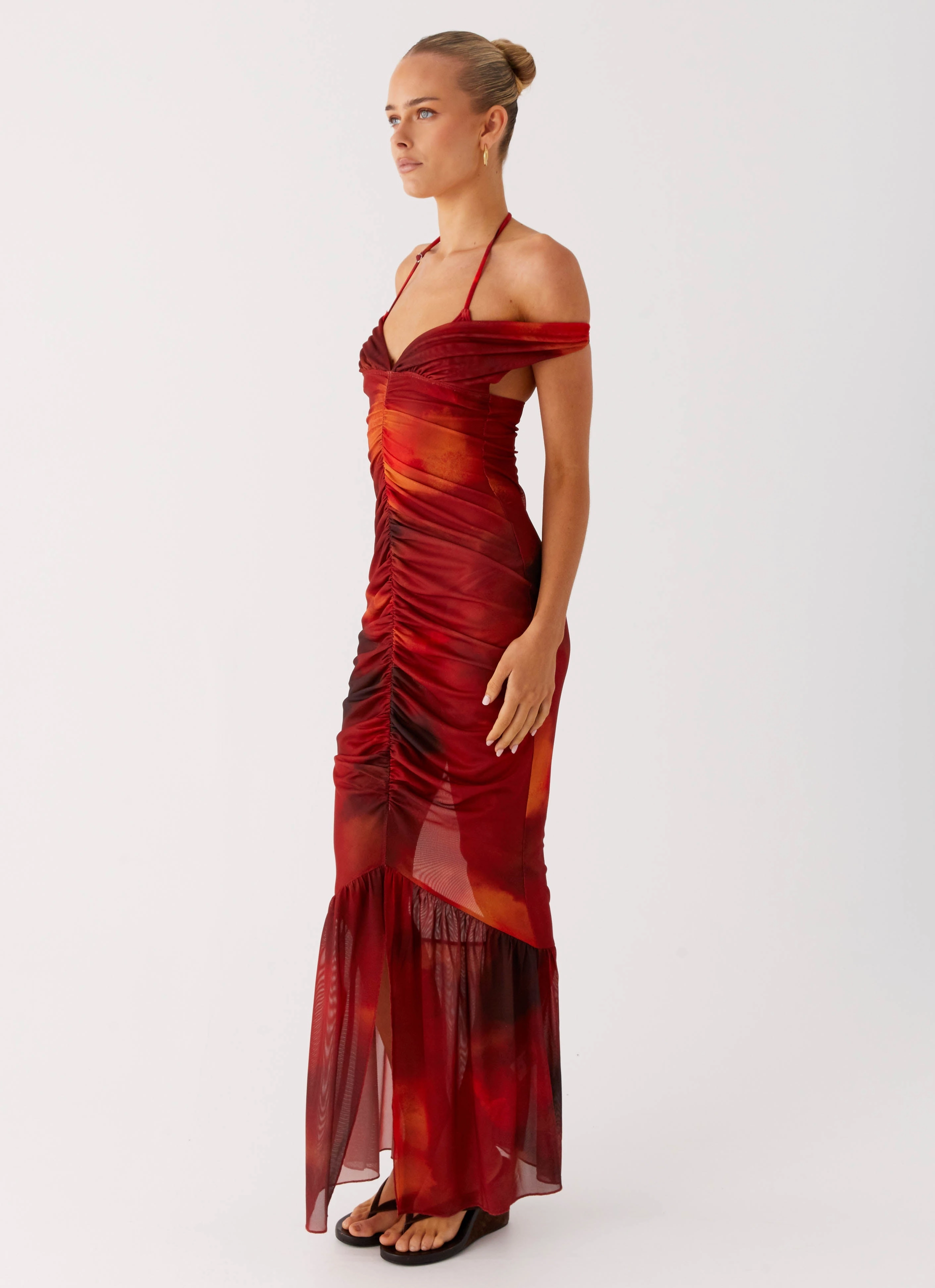 Soft fabric piece Wedding Style Love Me Not Maxi Dress - Scarlet Blur