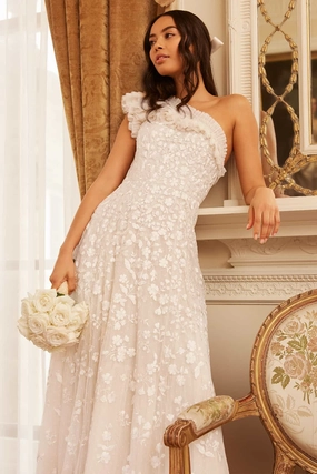 Posy Pirouette One-Shoulder Ankle Gown Modern Waistband