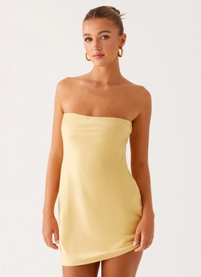 Yulina Mini Dress - Yellow Layered Fabric