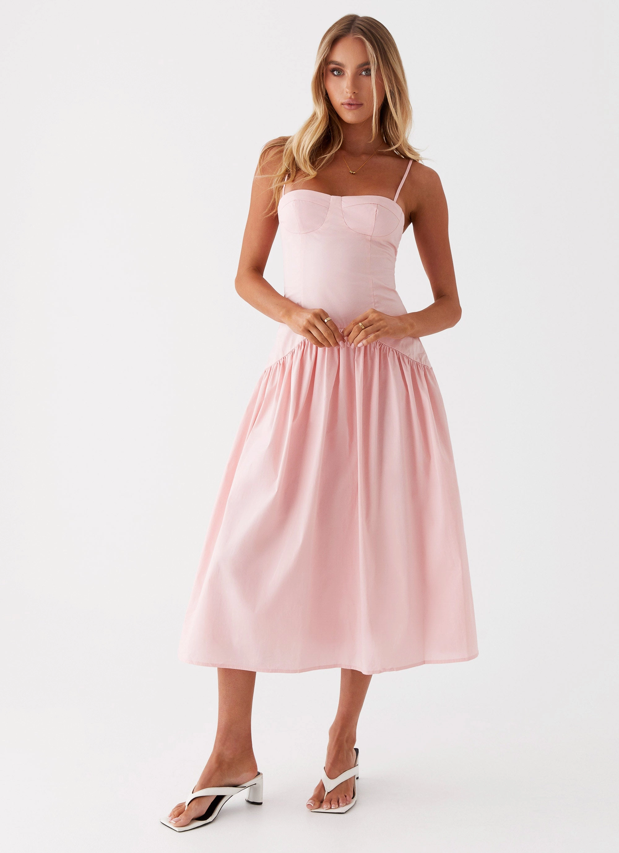 Texture Play Yvette Corset Midi Dress - Pink