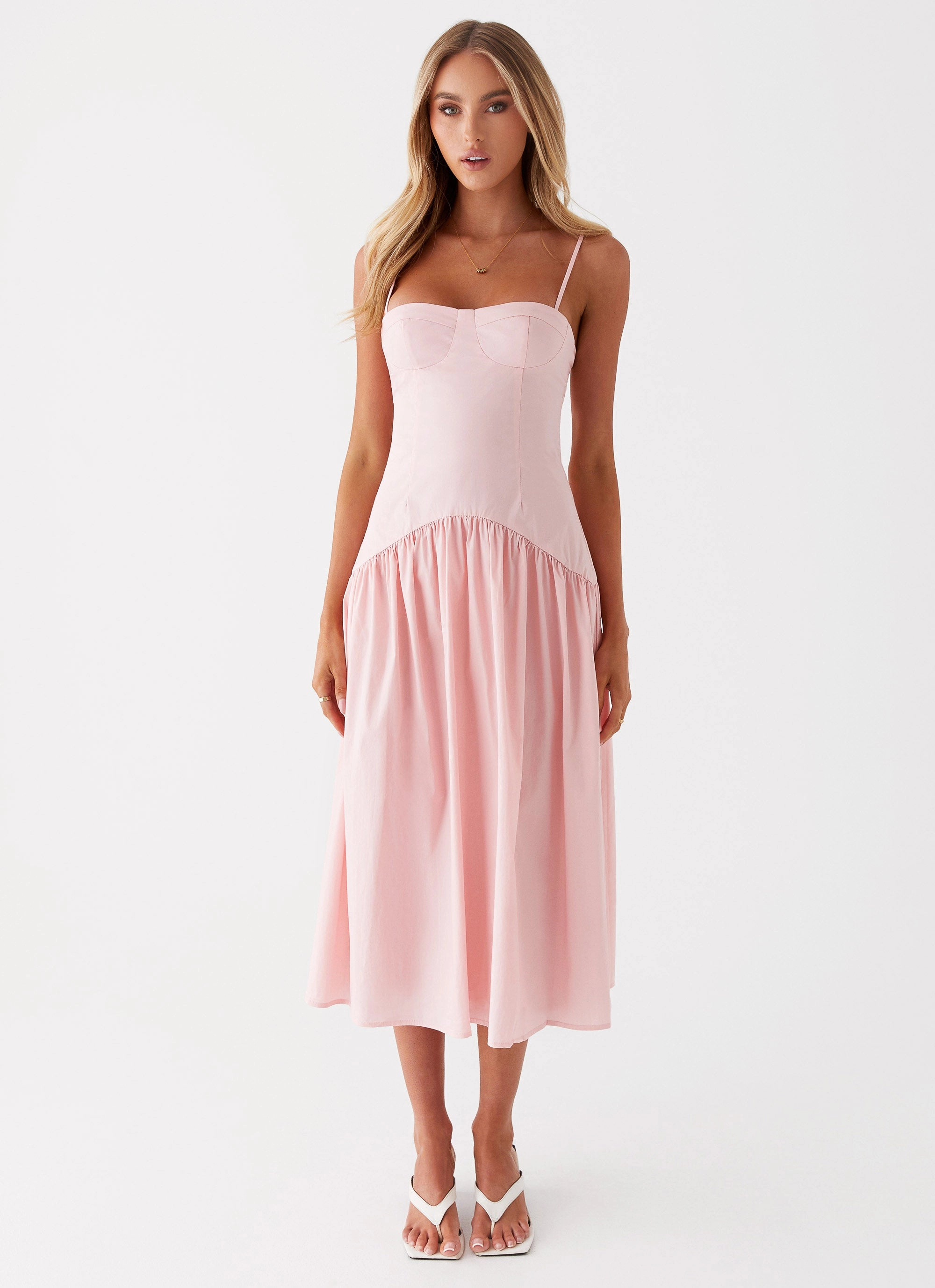 Yvette Corset Midi Dress - Pink Mixed Fabric