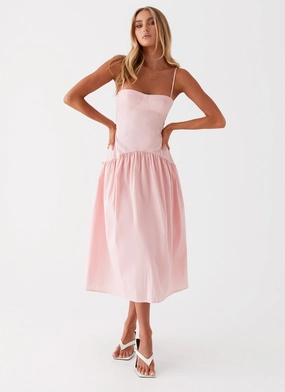 Yvette Corset Midi Dress - Pink Elegant Mature Flattering Silhouette Wear