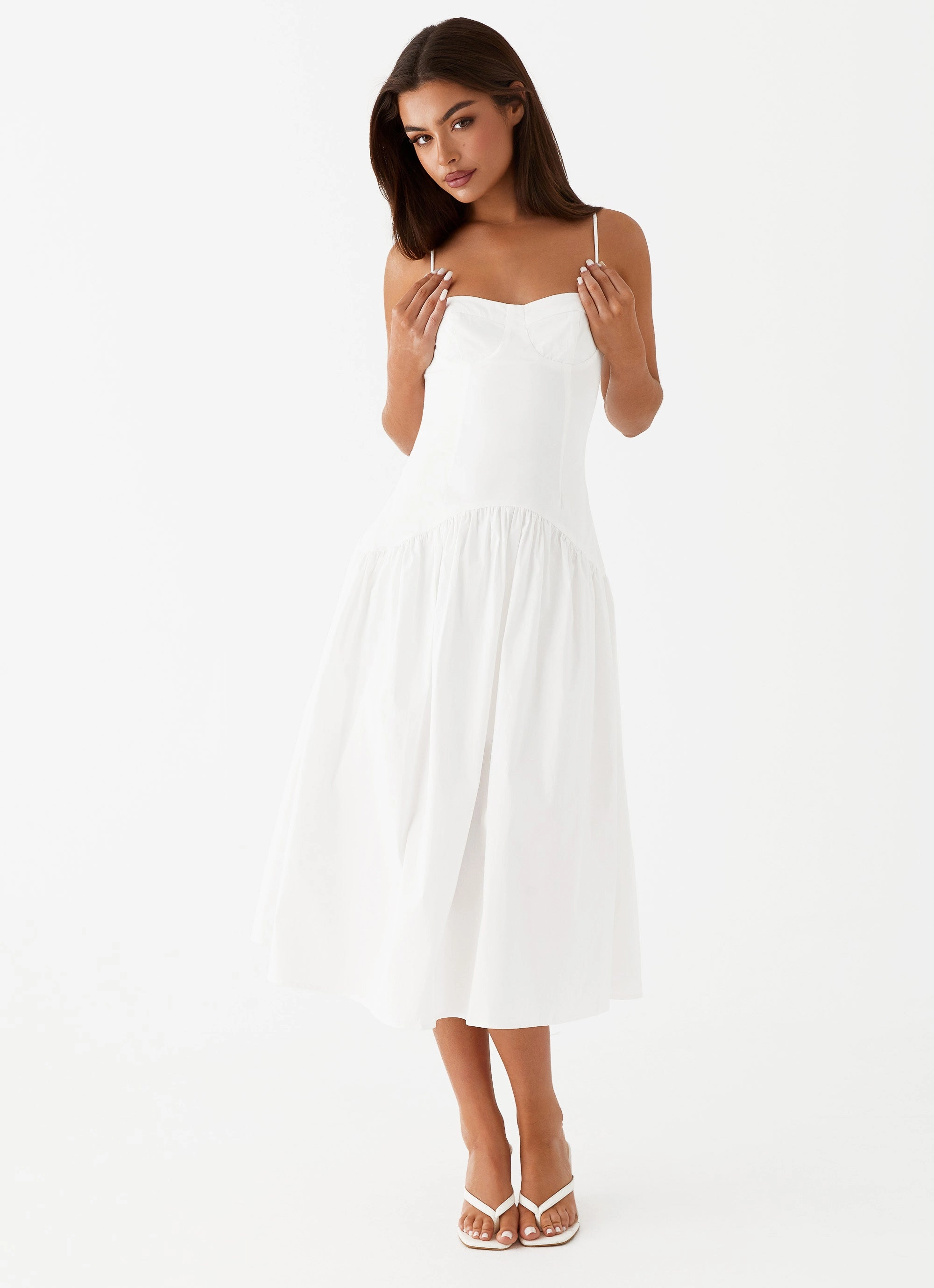 Yvette Corset Midi Dress - White Chic Style Wear