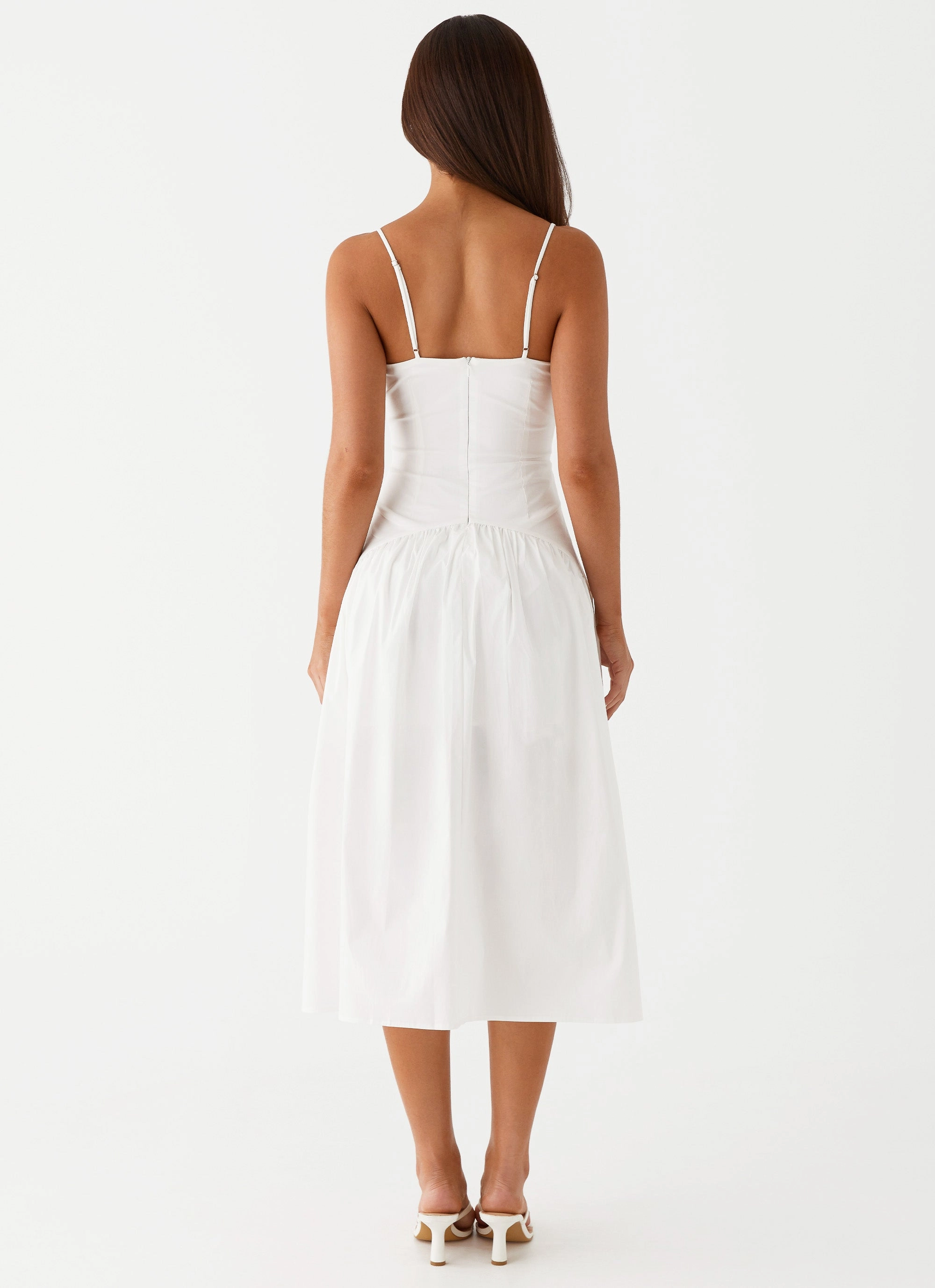 Unique Cut Yvette Corset Midi Dress - White